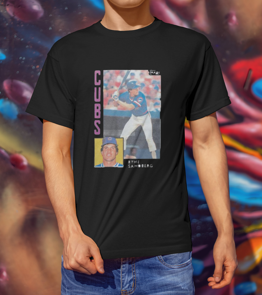 1984 Topps Ryne Sandberg Chicago Cubs Baseball Card T-Shirt