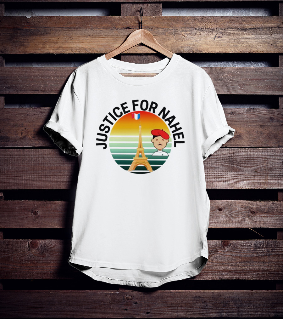 Justice For Nahel Eiffel Tower Sunset Beret Flag T-Shirt