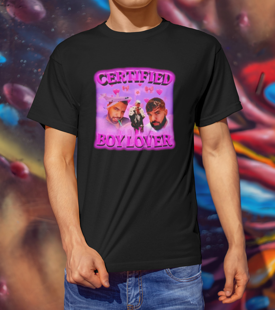 Certified Boy Lover Drake Airplane Pink Hearts T-Shirt