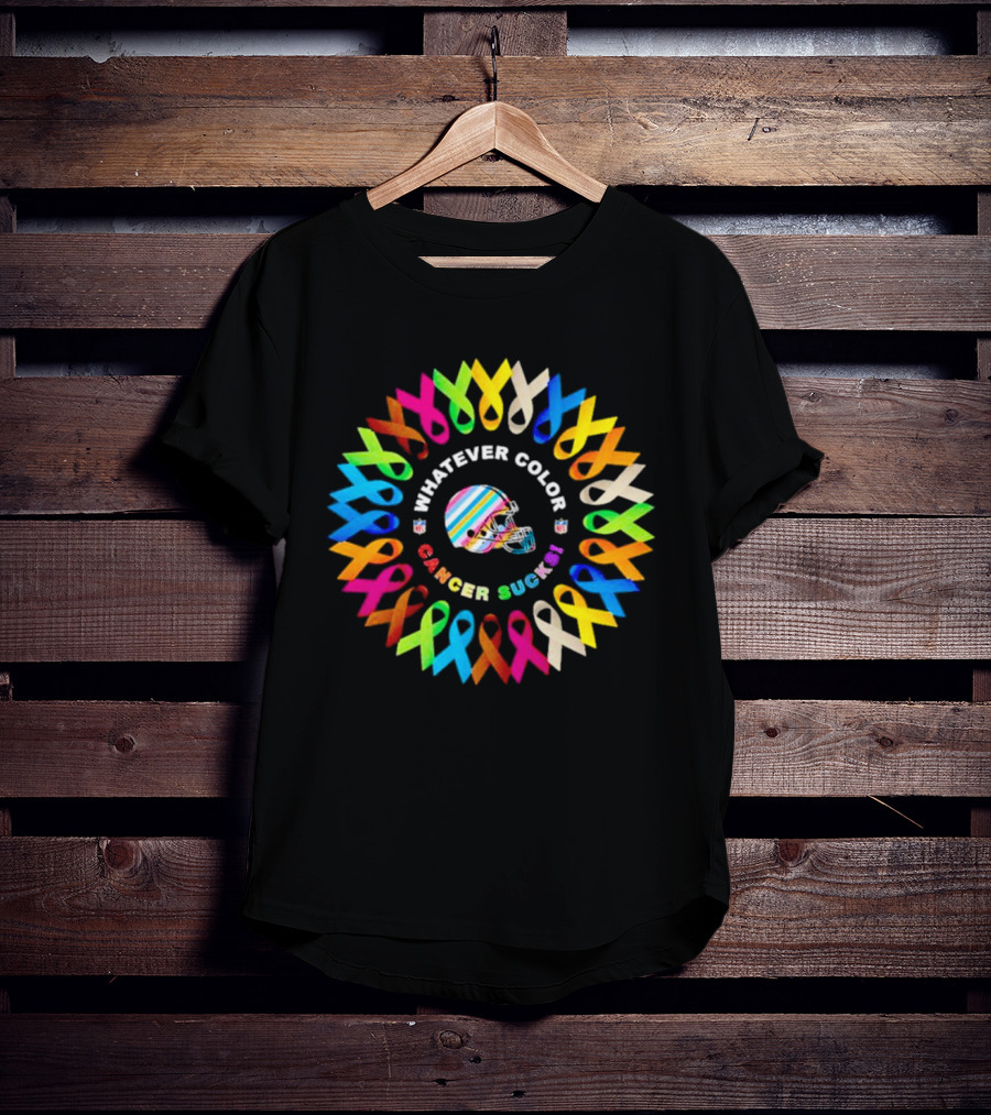 Cleveland Browns Whatever Color Cancer Sucks Ribbons And Helmet T-Shirt