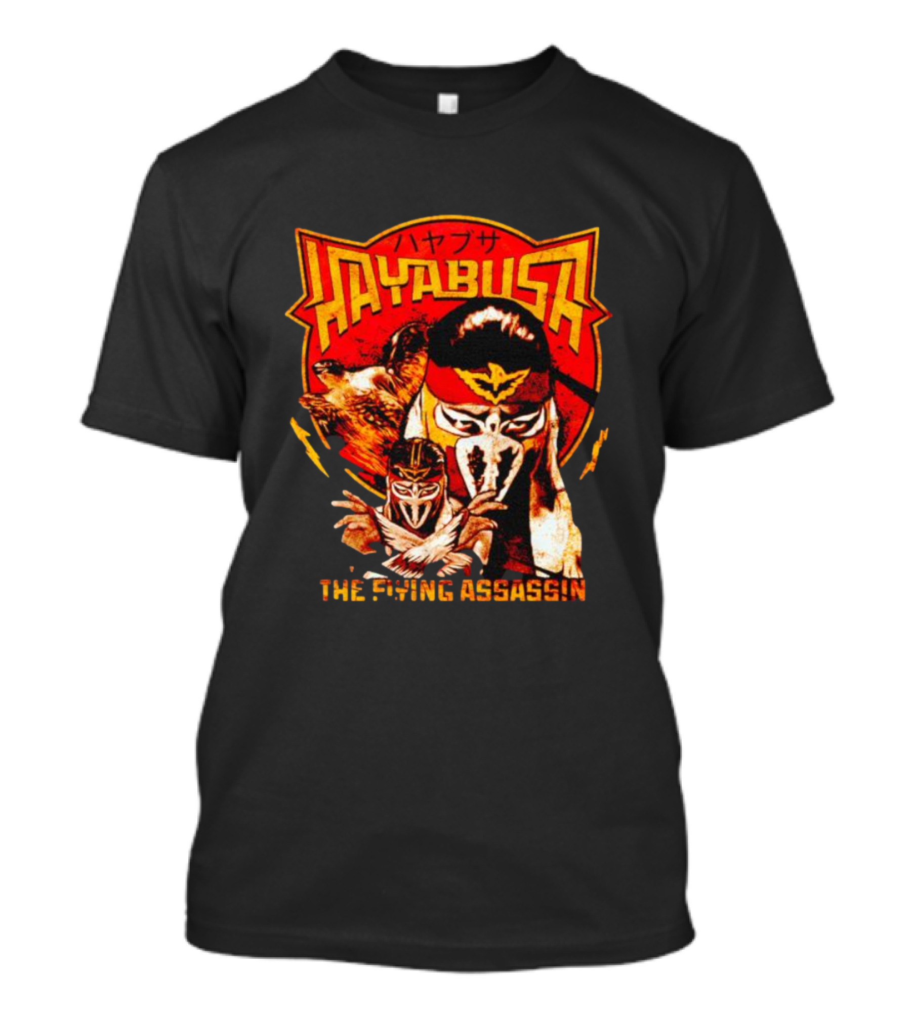 Hayabusa The Flying Assassin Ninja Warrior With Japanese Kanji And Eagle Motif T-Shirt