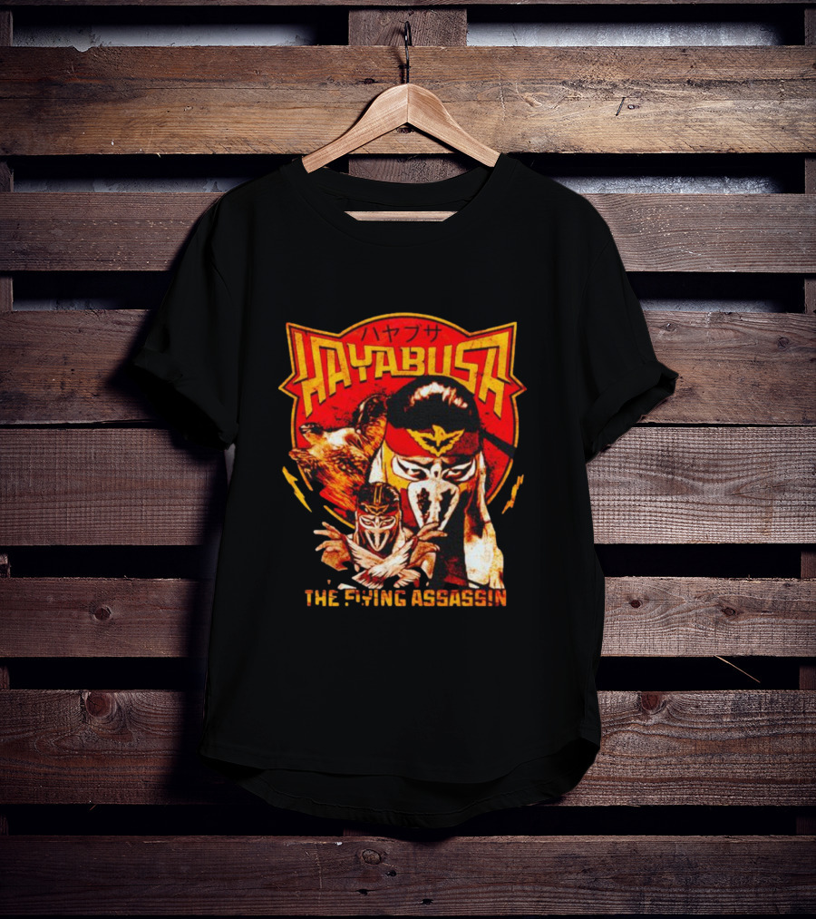 Hayabusa The Flying Assassin Ninja Warrior With Japanese Kanji And Eagle Motif T-Shirt