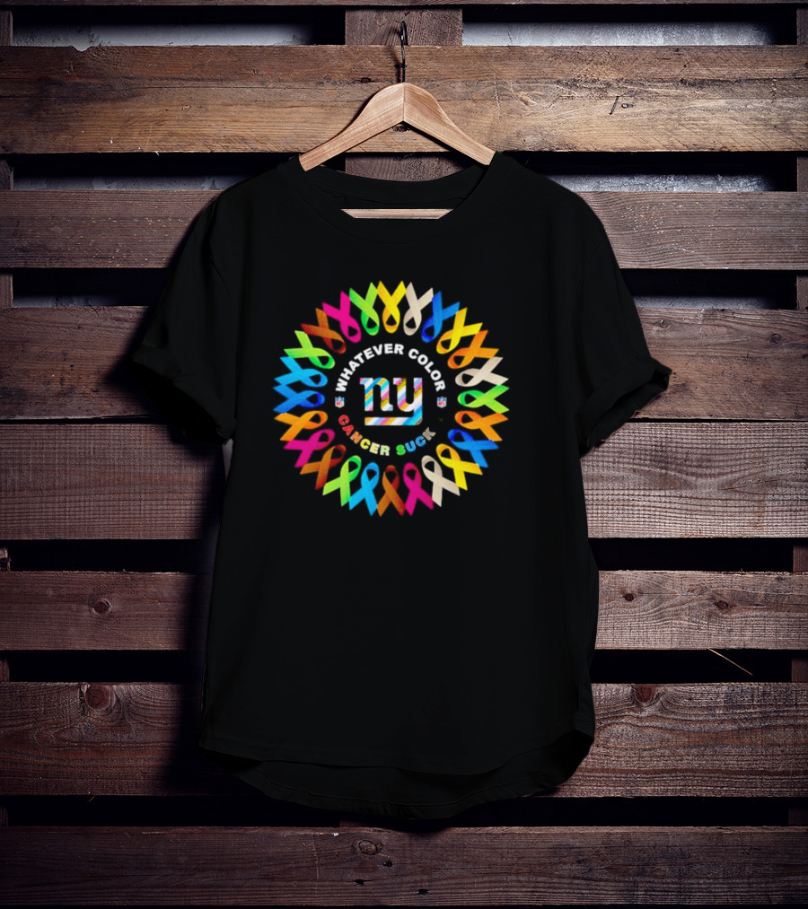 New York Giants Whatever Color Cancer Sucks Ribbons T-Shirt