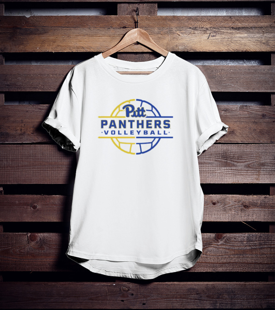 Pitt Panthers Volleyball Blue And Yellow Circle Text T-Shirt