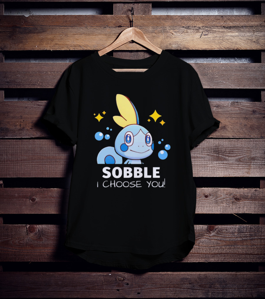 Sobble I Choose You Pokémon Character Art Sparkles And Bubbles T-Shirt