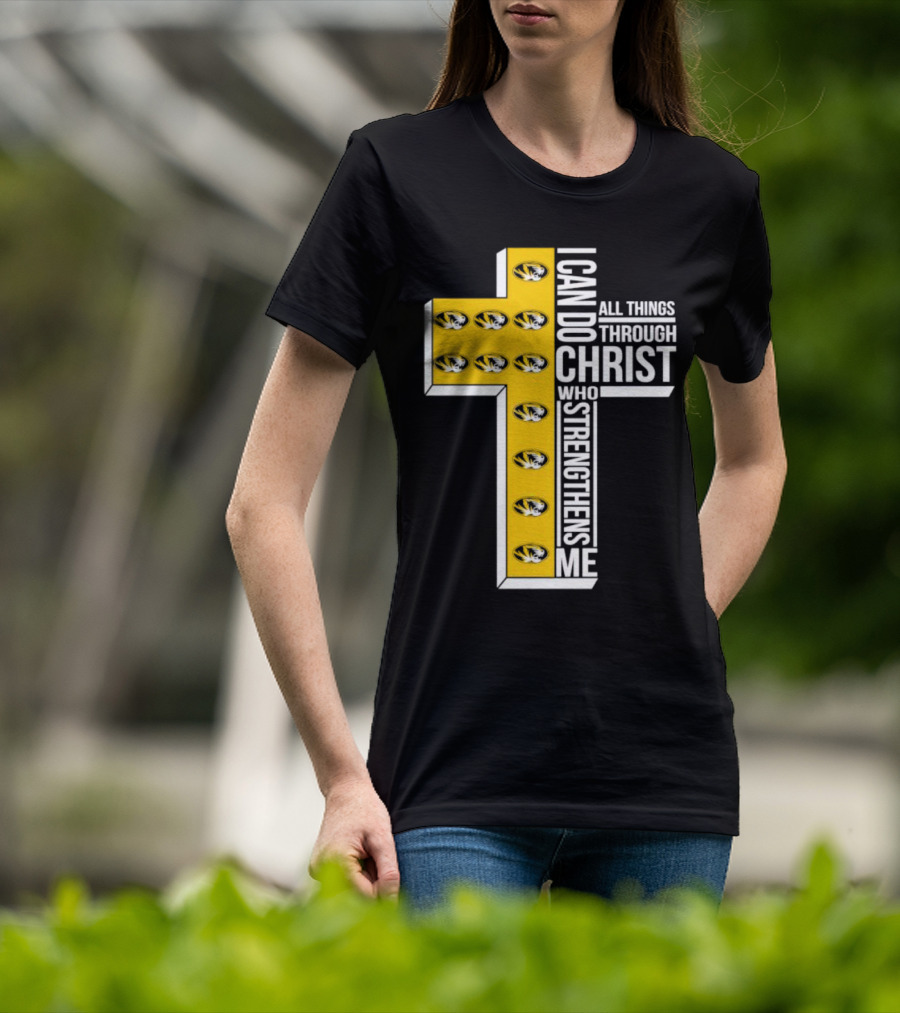 Missouri Tigers I Can Do All Things Through Christ Who Strengthens Me Cross T-Shirt