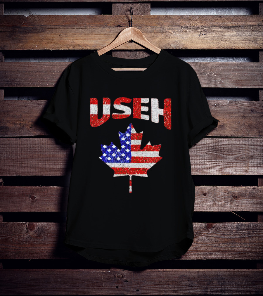 USEH Leaf Canadian American Flag T-Shirt