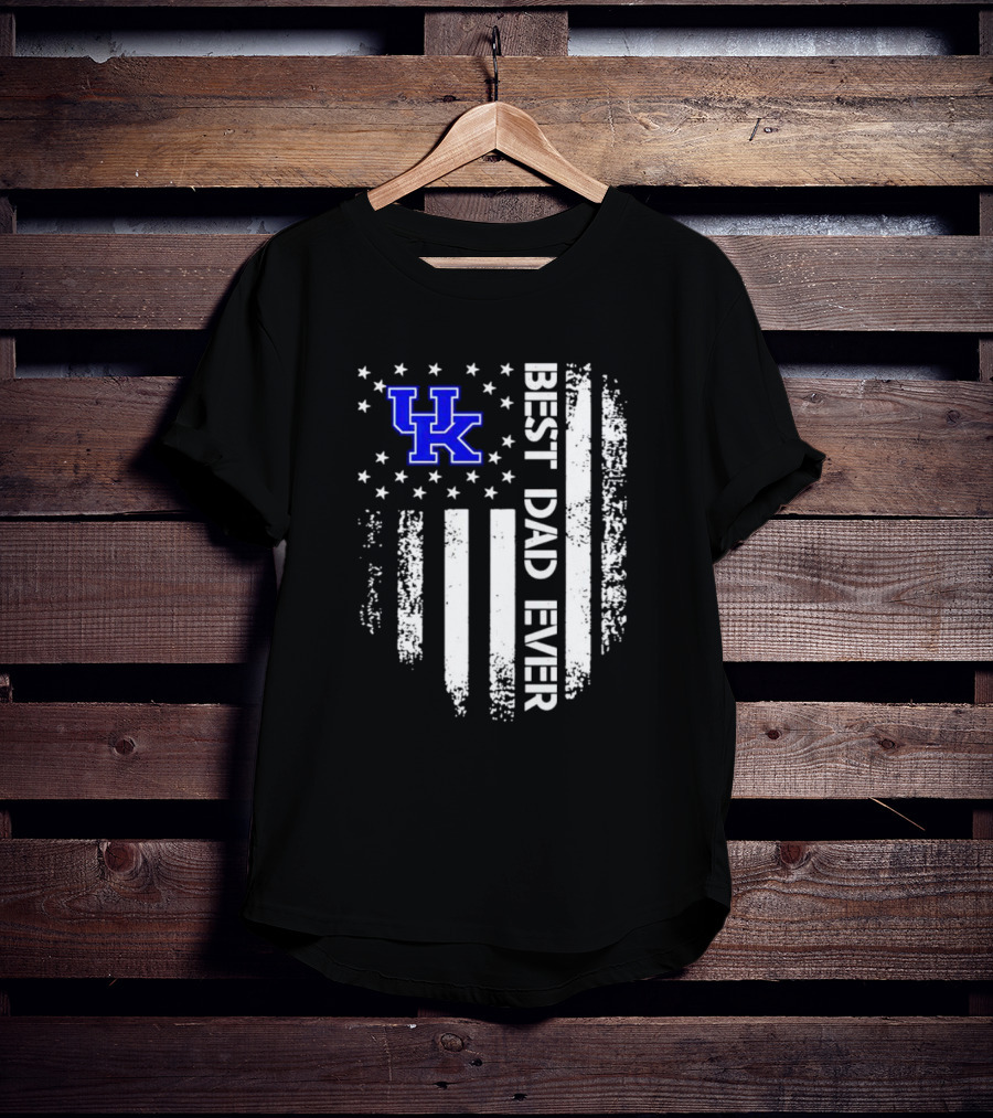 Kentucky Wildcats Best Dad Ever Vertical Stars Stripes T-Shirt