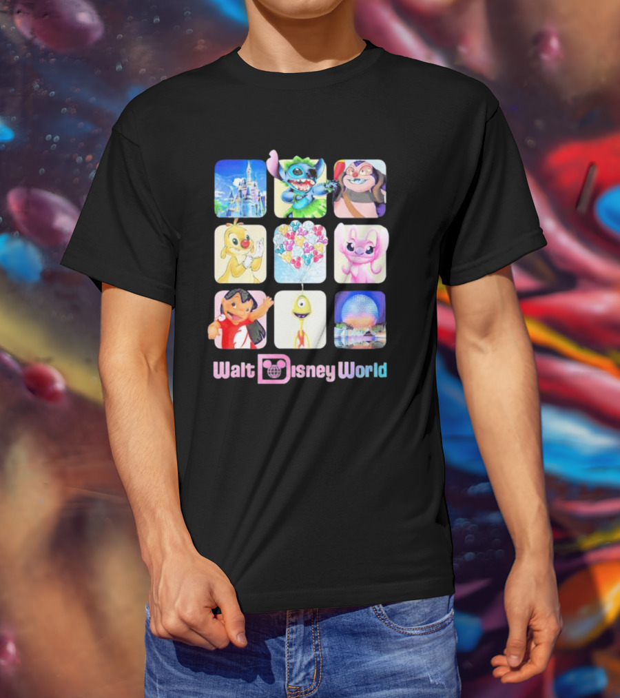 Walt Disney World Lilo Stitch Angel Experiment 626 Spaceship Earth Cinderella Castle T-Shirt