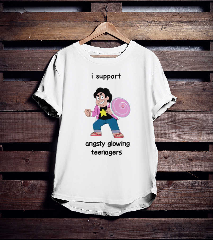 I Support Angsty Glowing Teenagers Steven Universe Shield T-Shirt