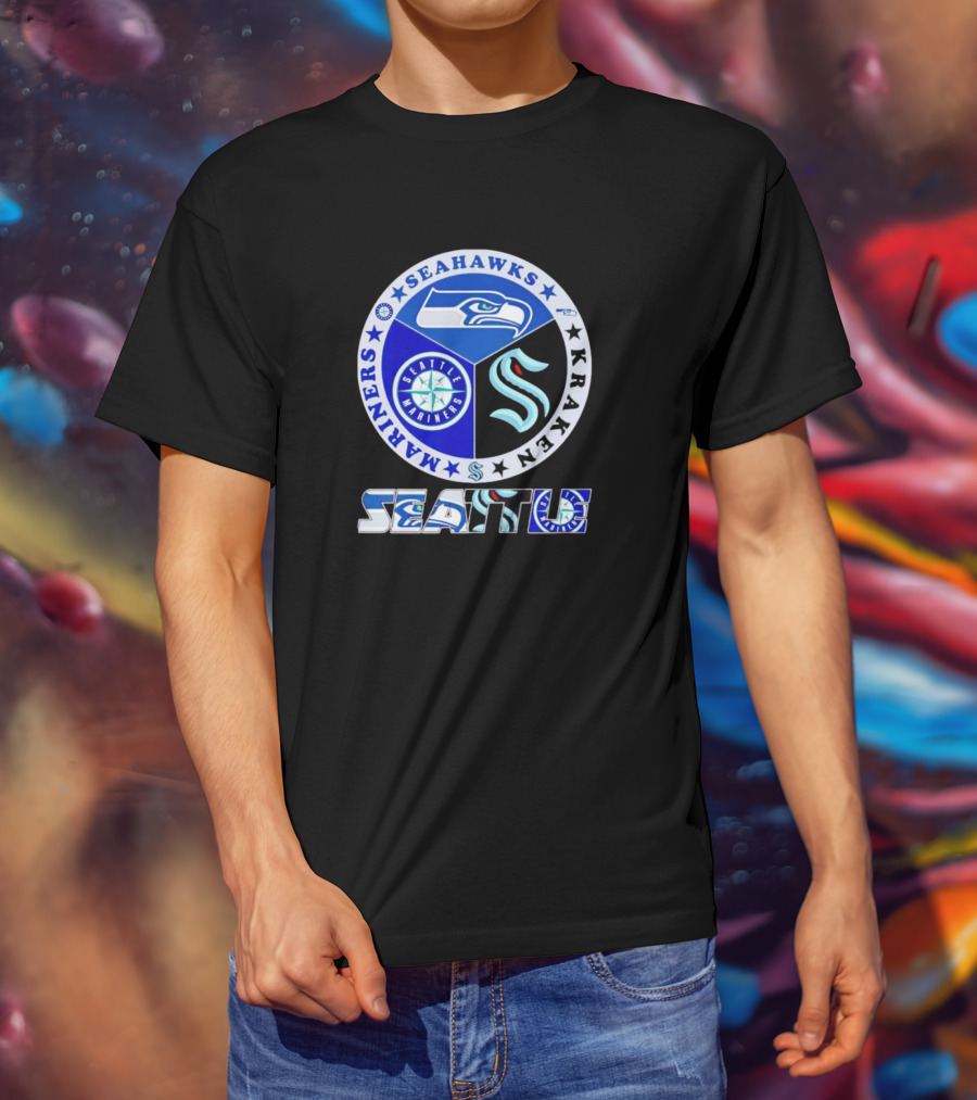 Seattle Seahawks Mariners Kraken Sports T-Shirt