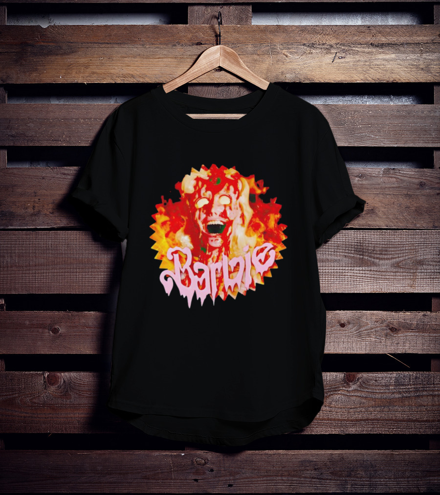Barbenheimer Barbie Horror Flames T-Shirt