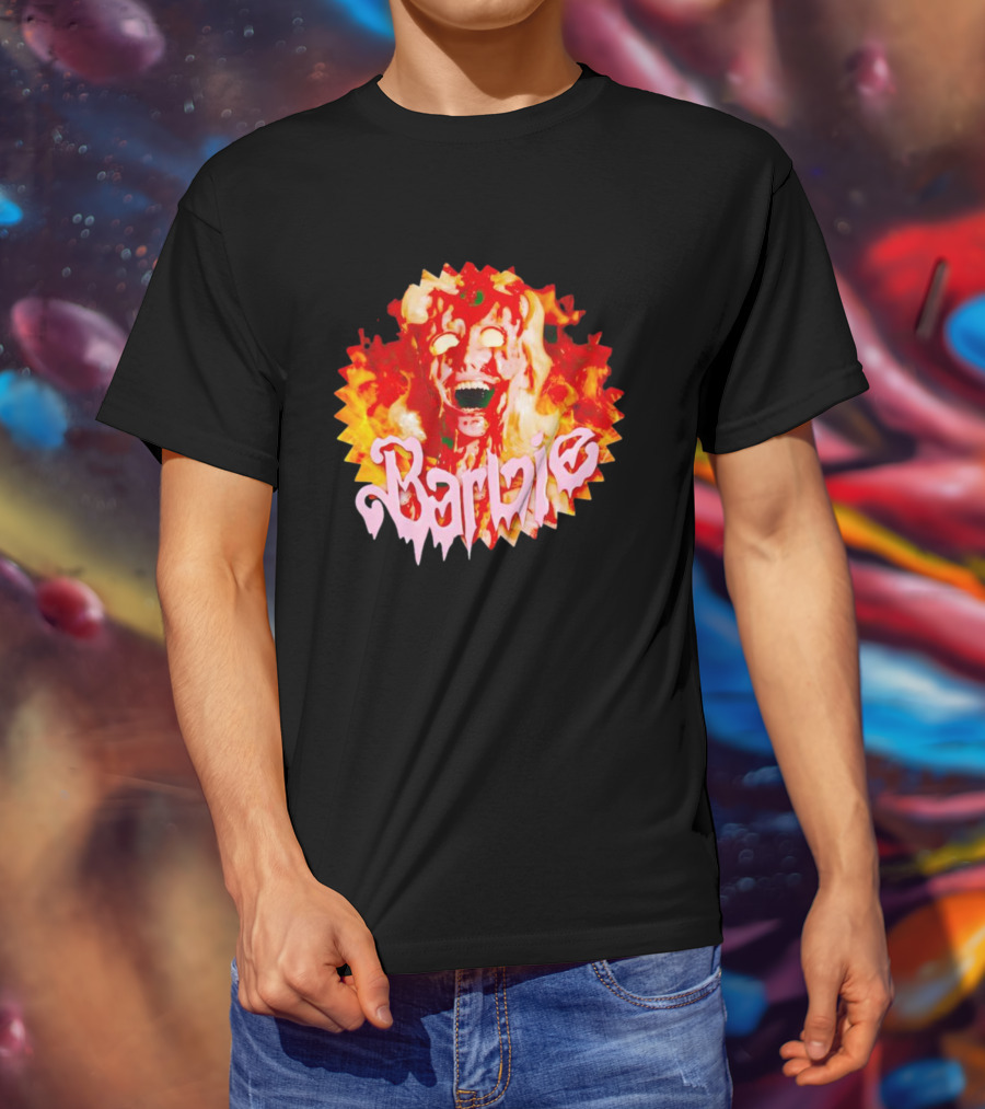 Barbenheimer Barbie Horror Flames T-Shirt