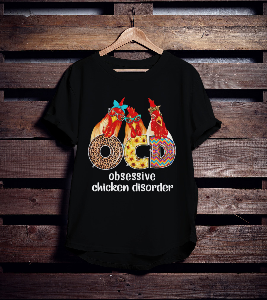 OCD Obsessive Chicken Disorder Funny Colorful Chickens With Glasses And Accessories T-Shirt