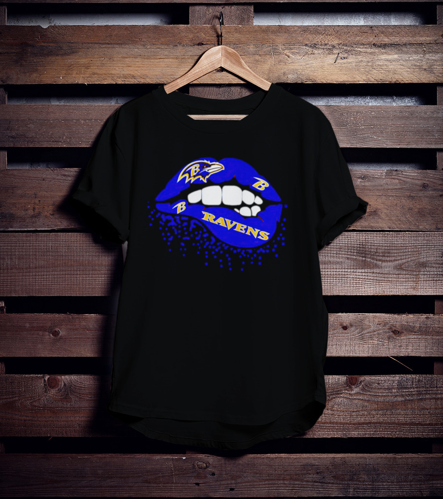 Baltimore Ravens B Lip Logo Blue And White Fan T-Shirt