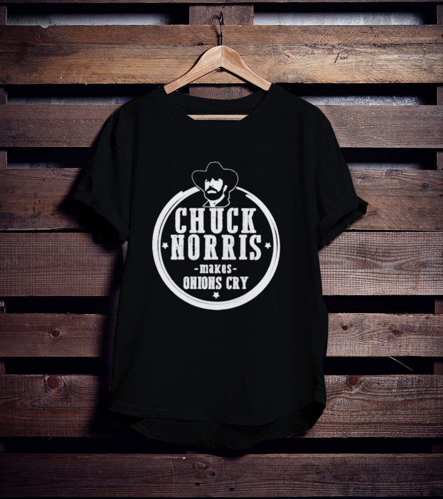 Chuck Norris Makes Onions Cry Cowboy Badge T-Shirt