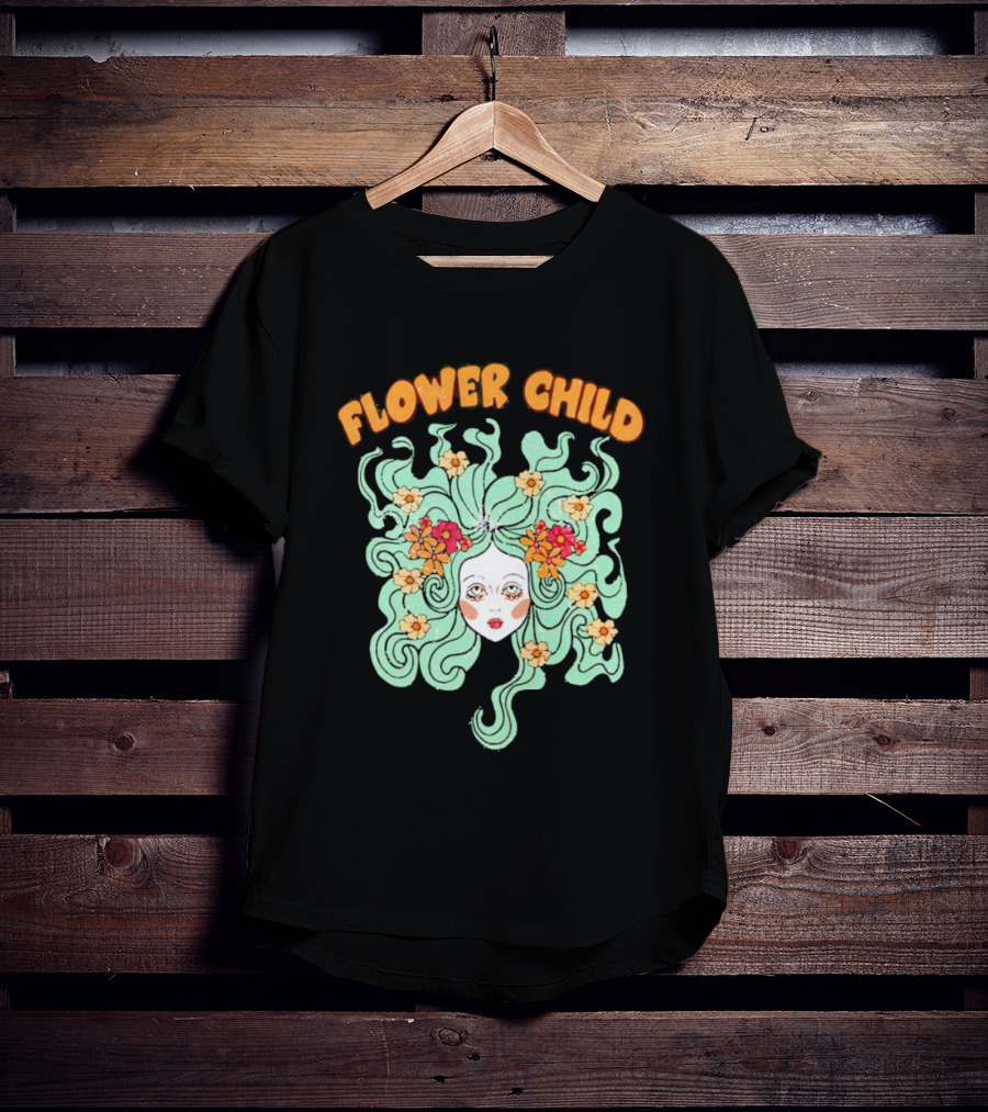 Flower Child Feminist Groovy Floral Goddess Hair T-Shirt