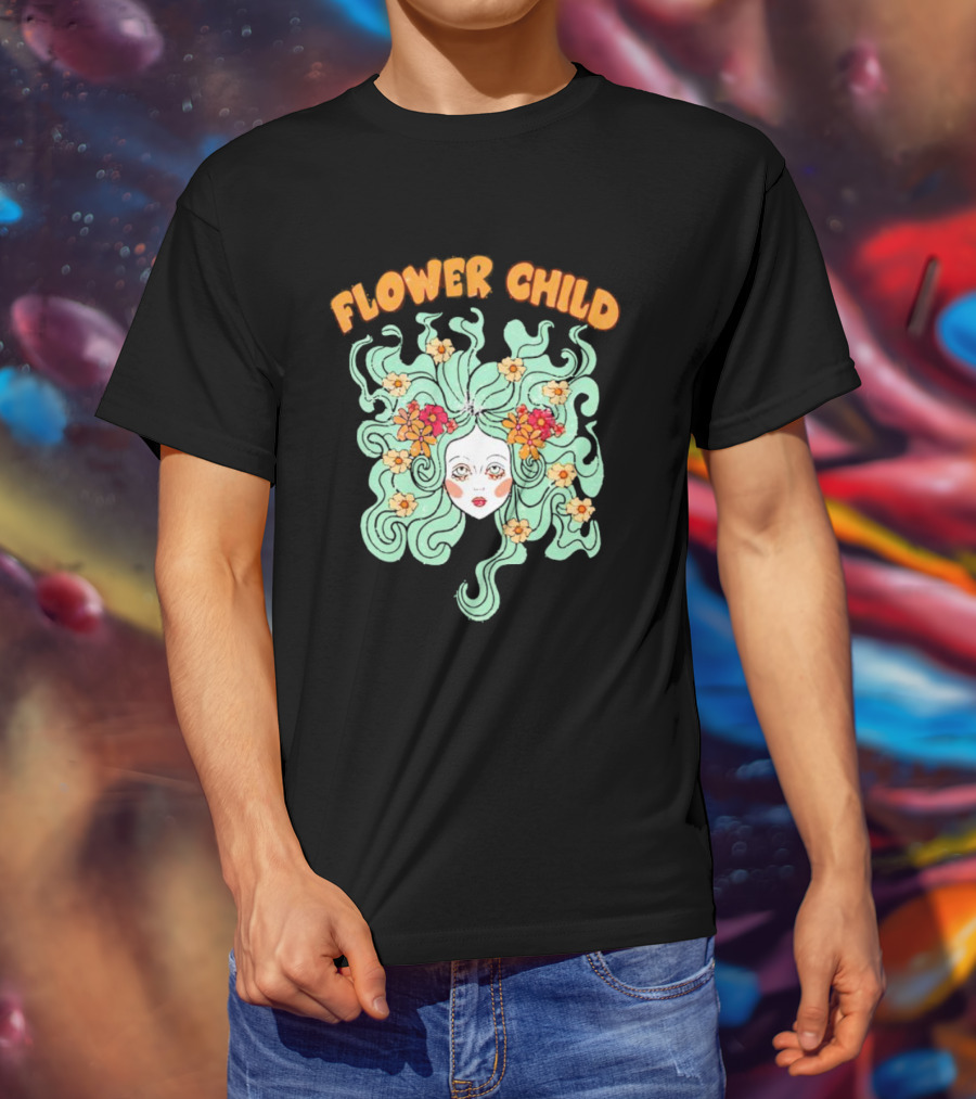 Flower Child Feminist Groovy Floral Goddess Hair T-Shirt