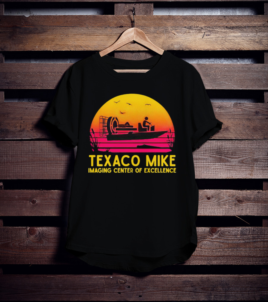 Texaco Mike Imaging Center Of Excellence Airboat Sunset Scene T-Shirt