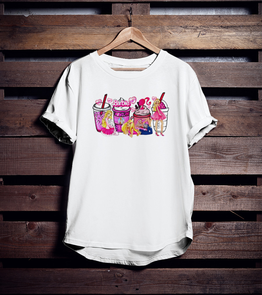 Barbie Coffee Cups Baby Girl Doll Fashion Heart T-Shirt