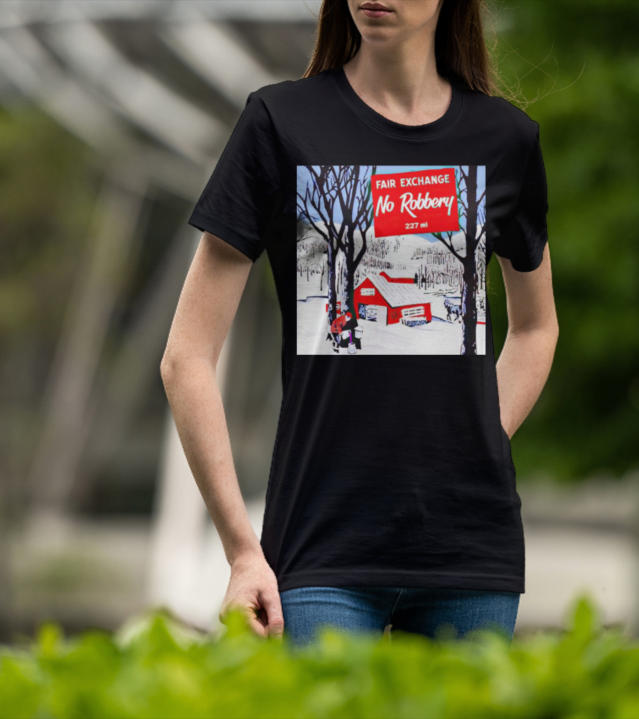 Fair Exchange No Robbery 227 Ml Winter Scene With Red Barn T-Shirt