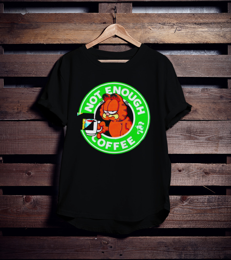 Garfield Not Enough Coffee Circular Green Badge Mood T-Shirt