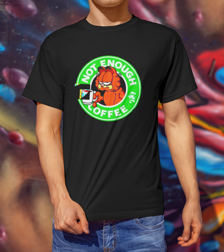 Garfield Not Enough Coffee Circular Green Badge Mood T-Shirt