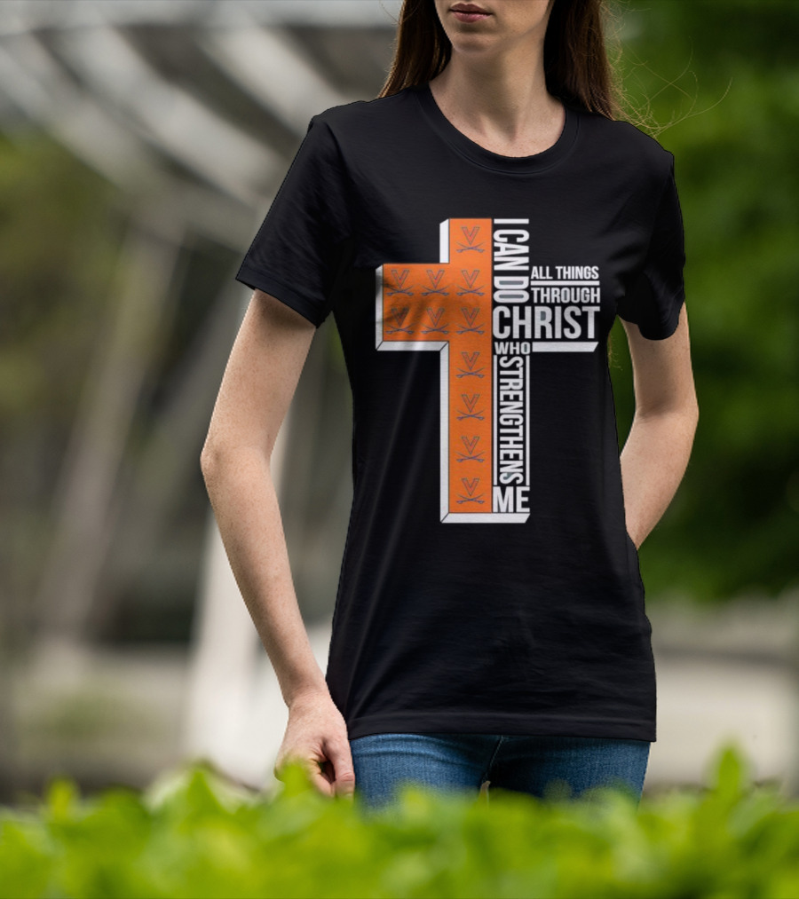 Men’s Virginia Cavaliers Christian Faith I Can Do All Things Through Christ Cross T-Shirt