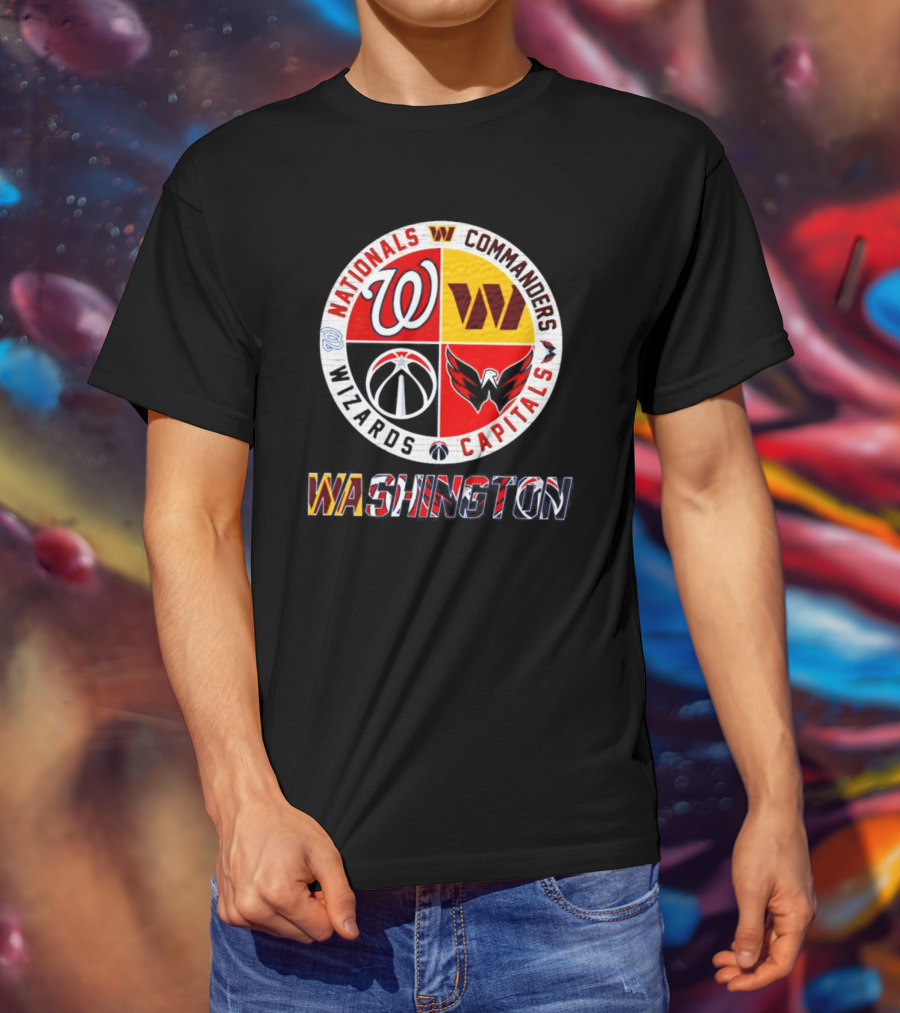 Washington Nationals Commanders Wizards Capitals Sports Team T-Shirt