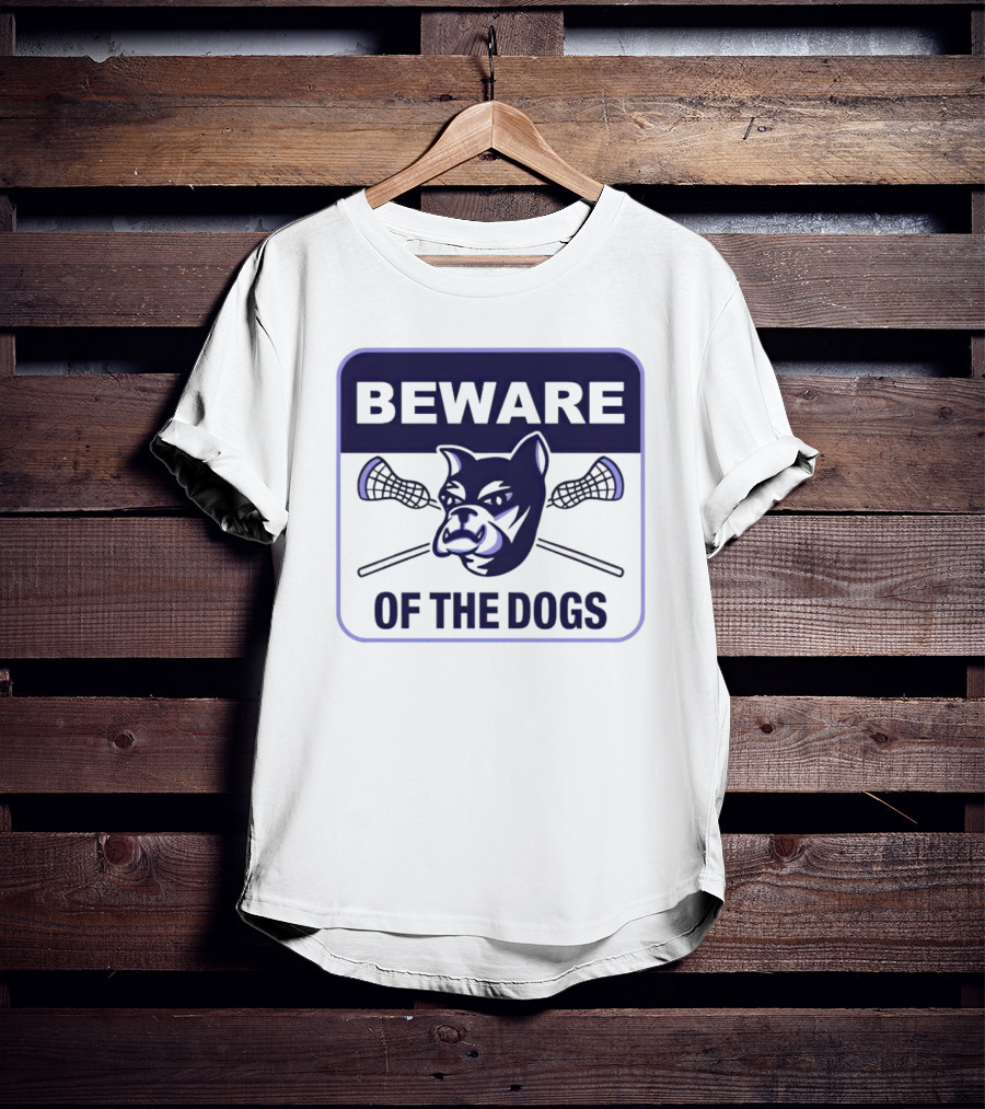 Waterdogs Lacrosse Club Beware Of The Dogs Iconic Logo With Lacrosse Sticks T-Shirt