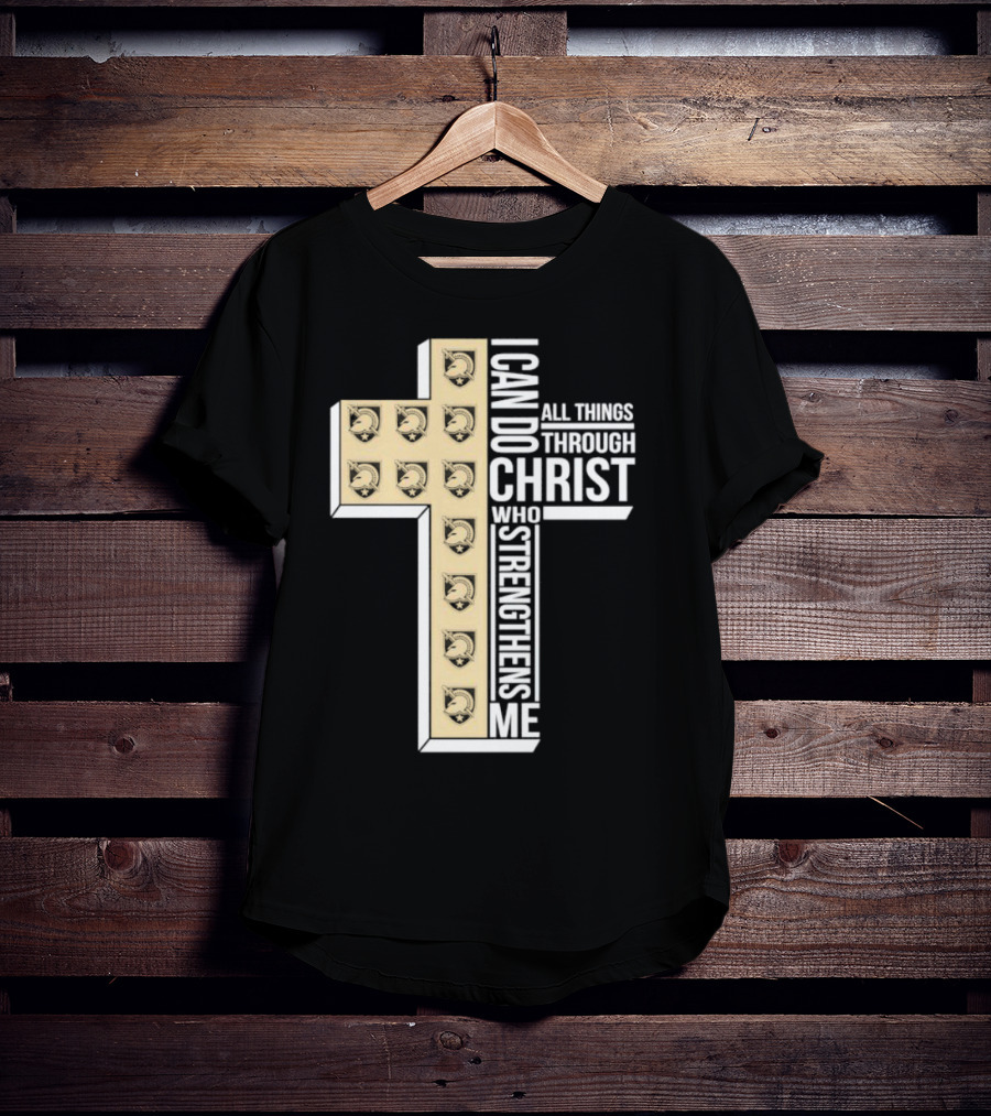 Black Knights I Can Do All Things Through Christ Who Strengthens Me Cross T-Shirt