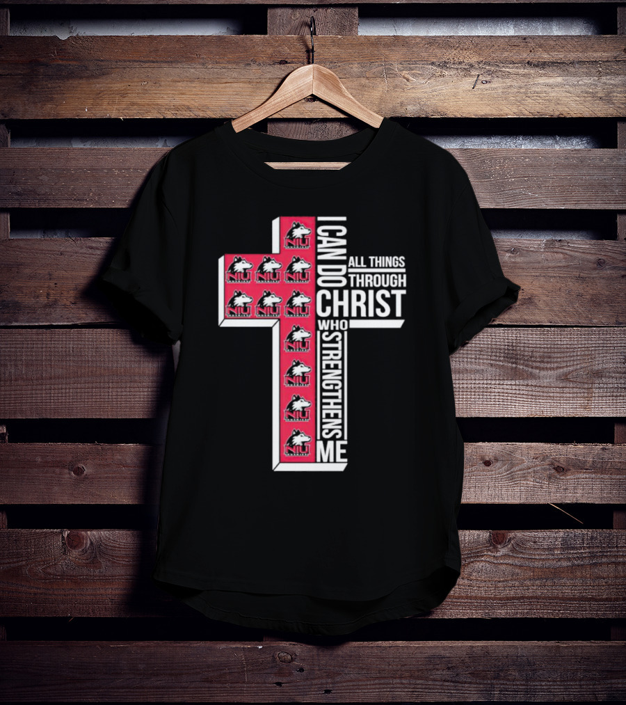 NIU Huskies I Can Do All Things Through Christ Who Strengthens Me Cross T-Shirt