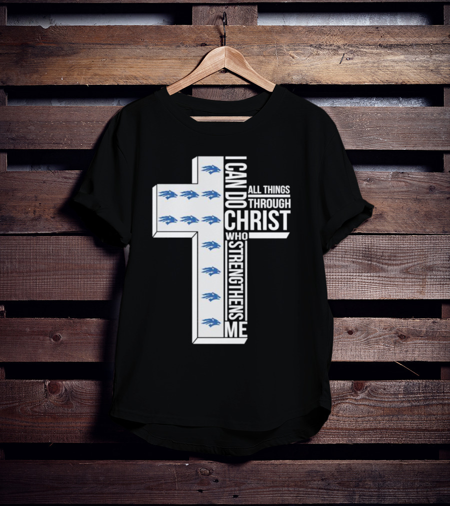 Nevada Wolf Pack I Can Do All Things Through Christ Who Strengthens Me Cross T-Shirt