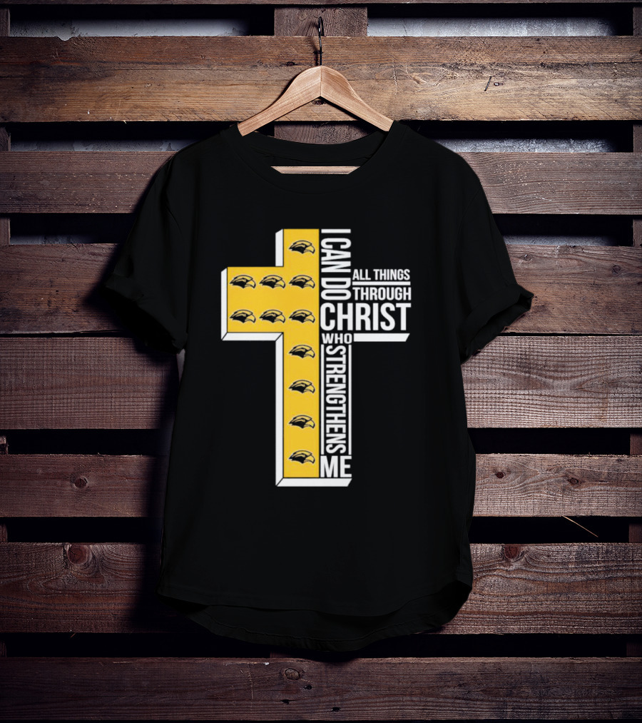 Southern Miss Golden Eagles I Can Do All Things Through Christ Who Strengthens Me Cross T-Shirt