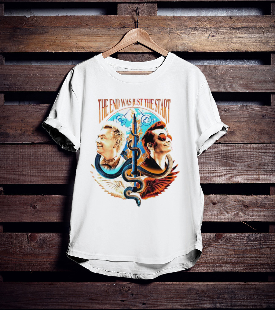 The End Was Just The Start Good Omens Angel And Demon Symbolic T-Shirt