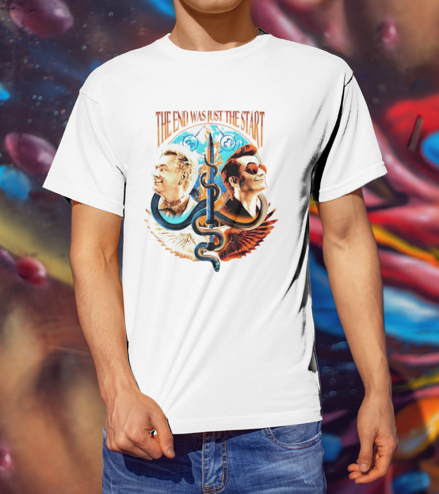 The End Was Just The Start Good Omens Angel And Demon Symbolic T-Shirt