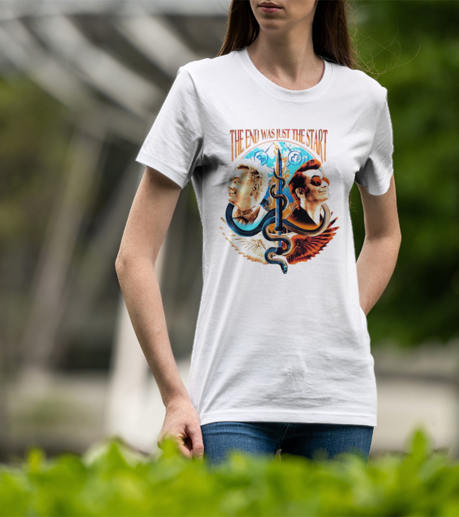 The End Was Just The Start Good Omens Angel And Demon Symbolic T-Shirt