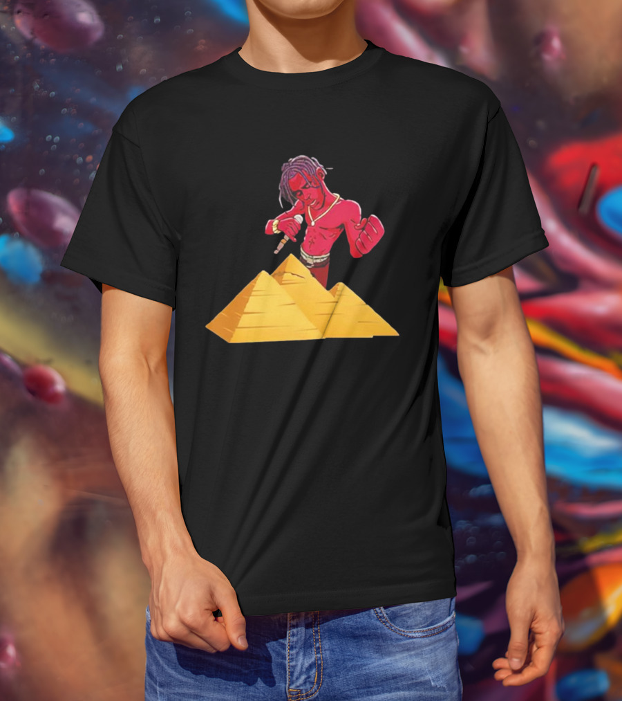 Travis Scott Pyramids Cartoon Red Figure Pyramid T-Shirt