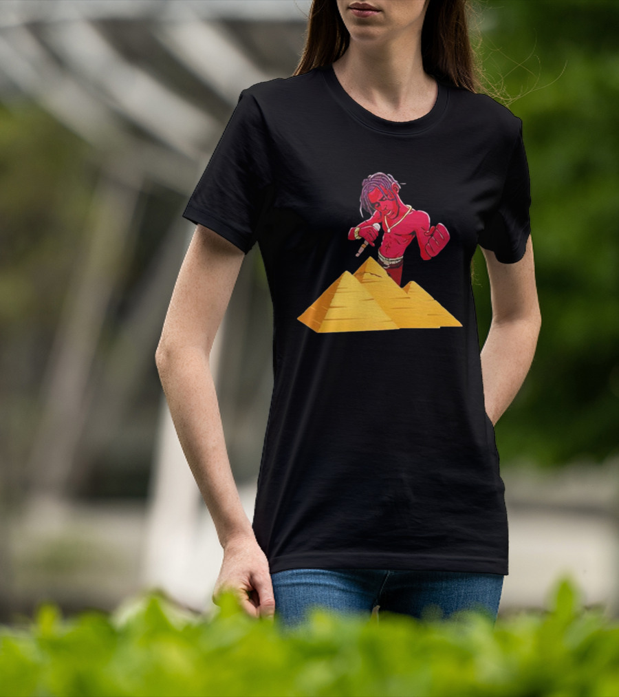 Travis Scott Pyramids Cartoon Red Figure Pyramid T-Shirt