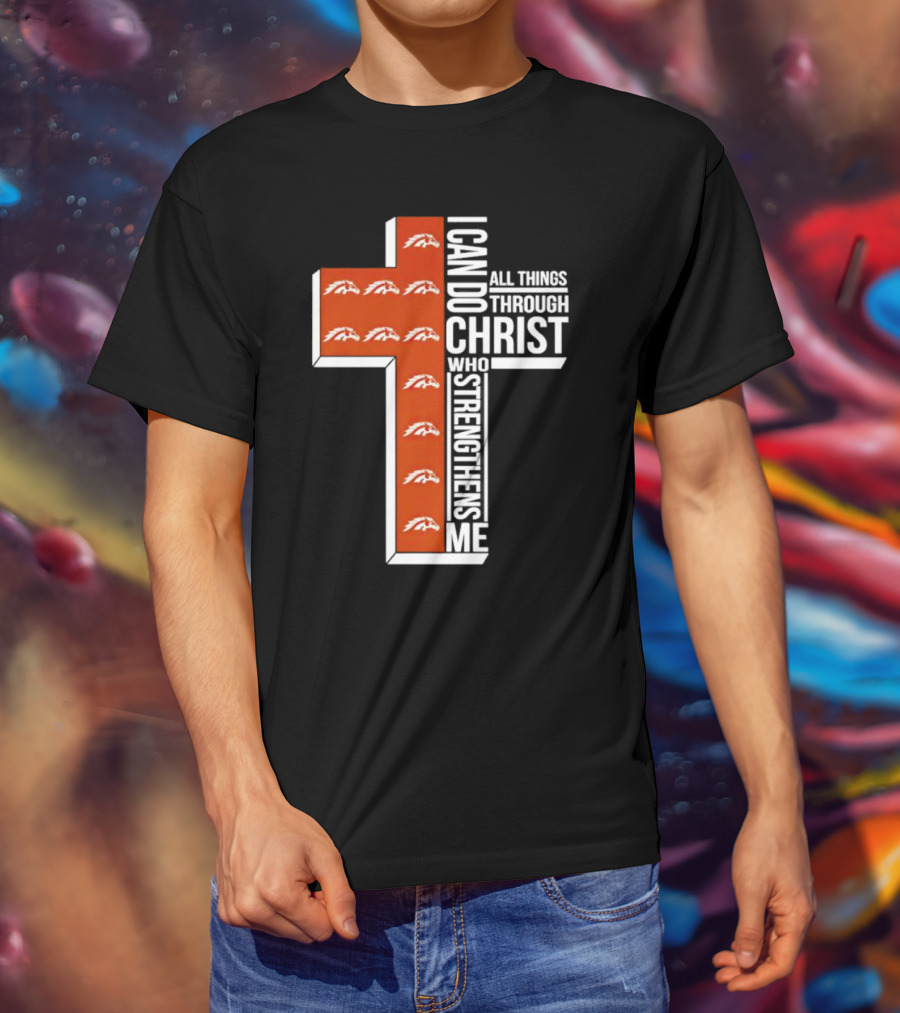 Western Michigan Broncos I Can Do All Things Through Christ Who Strengthens Me Cross T-Shirt