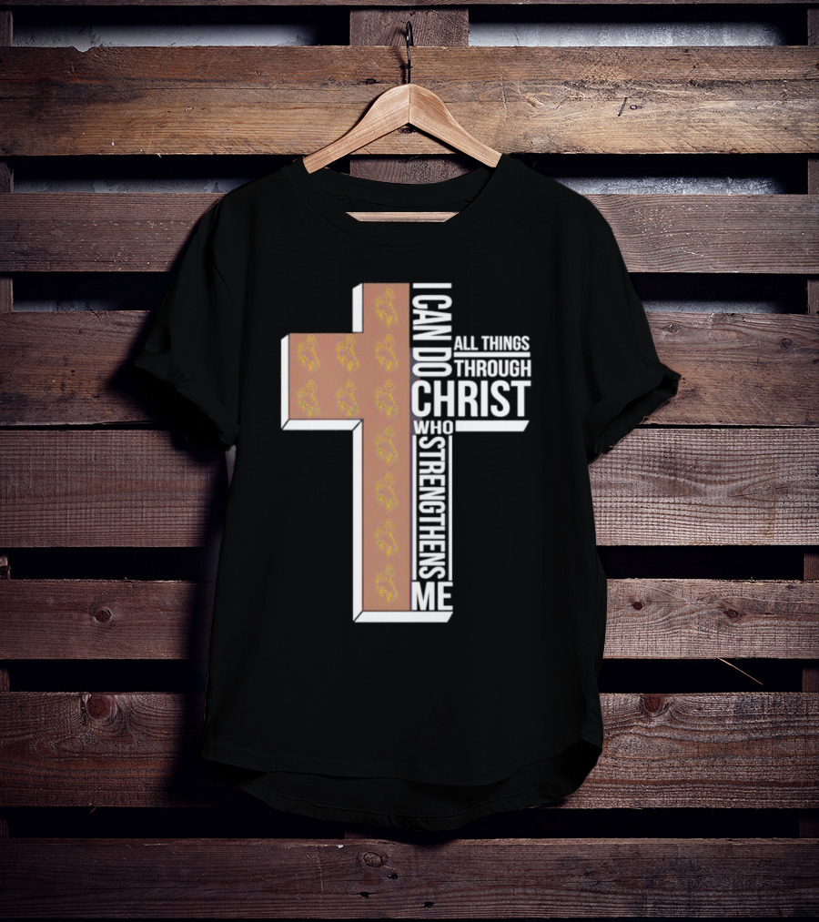Wyoming Cowboys I Can Do All Things Through Christ Who Strengthens Me Cross T-Shirt