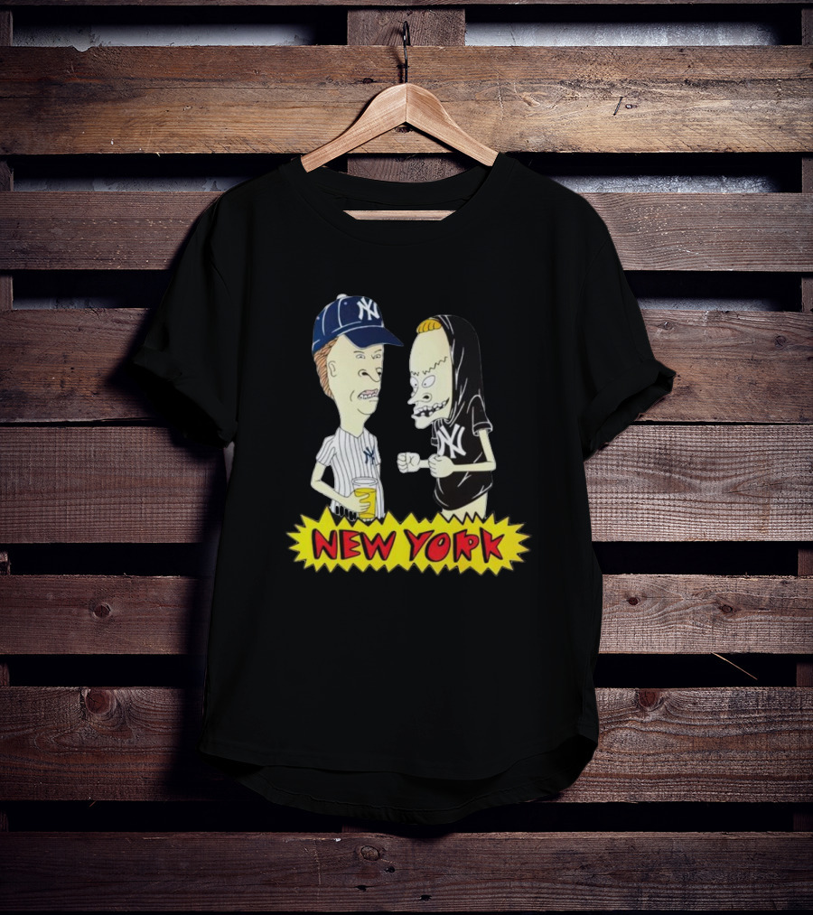 Beavis And Butt-Head New York Yankees Cartoon Characters In Baseball Gear T-Shirt