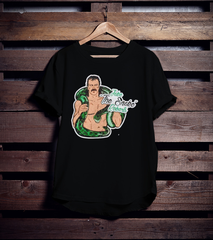 Jake The Snake Roberts Holding Green Serpent T-Shirt