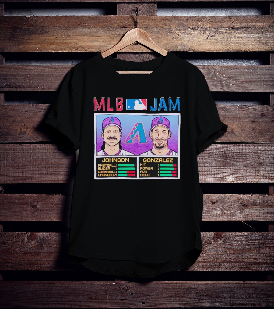MLB Jam Arizona Diamondbacks Johnson Gonzalez Fastball Slider Curveball Changeup Hit Power Run Field T-Shirt
