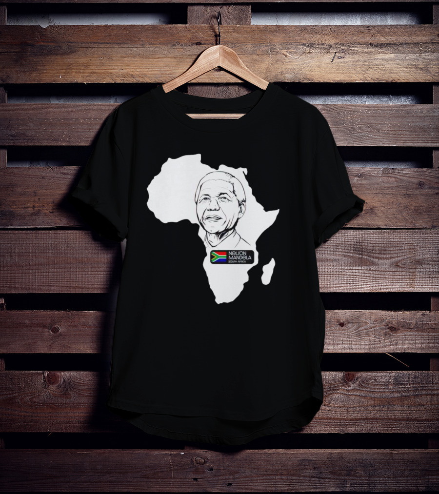 Nelson Mandela South Africa Flag Map T-Shirt