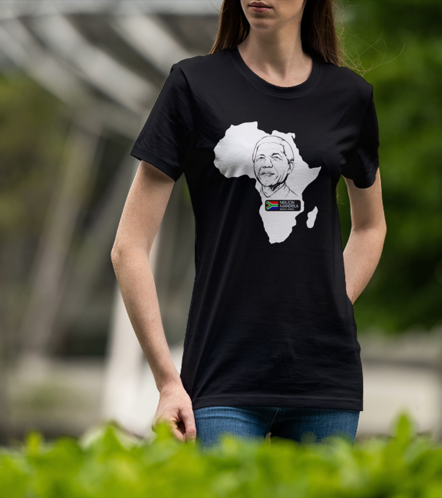 Nelson Mandela South Africa Flag Map T-Shirt