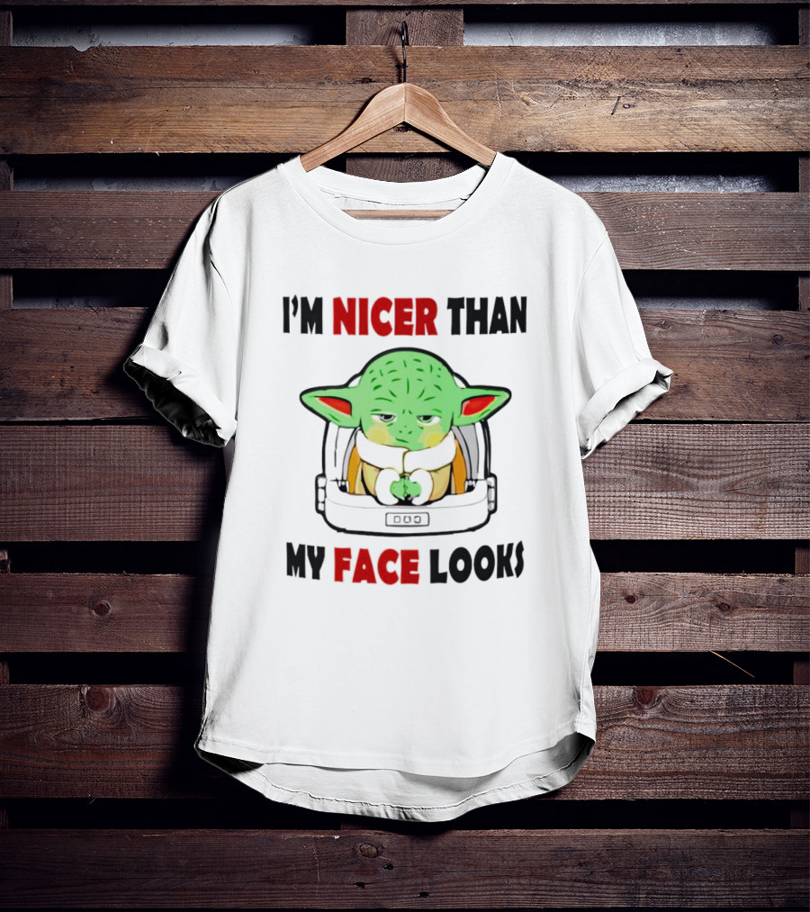 Baby Yoda I'm Nicer Than My Face Looks Grogu Helmet T-Shirt