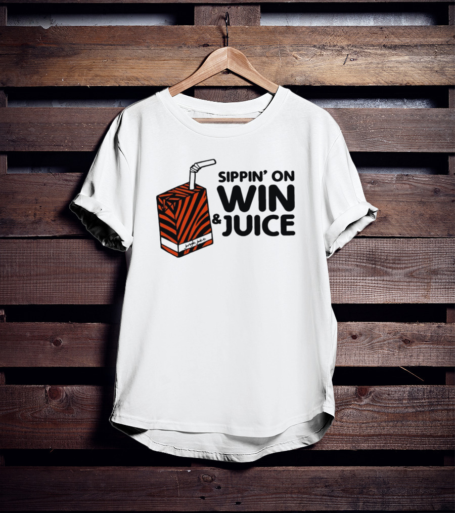 Cincinnati Bengals Sippin’ On Win And Juice With Tiger Stripes Box T-Shirt