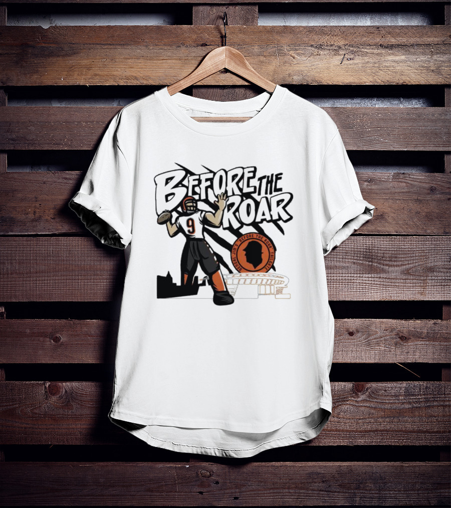 Joe Burrow Before The Roar Football Icon Cincinnati Orange T-Shirt