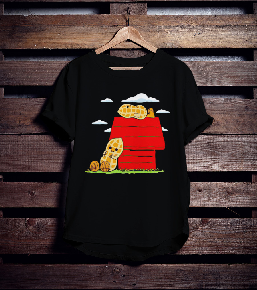 Peanuts Mashup Snoopy Red House Peanut Characters On Doghouse T-Shirt
